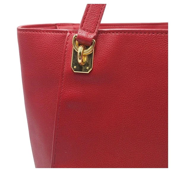 Ralph Lauren Large Red Saffiano Leather Tassel Tote - Picture 6 of 14